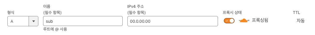 클라우드 플레어 DNS 설정 화면