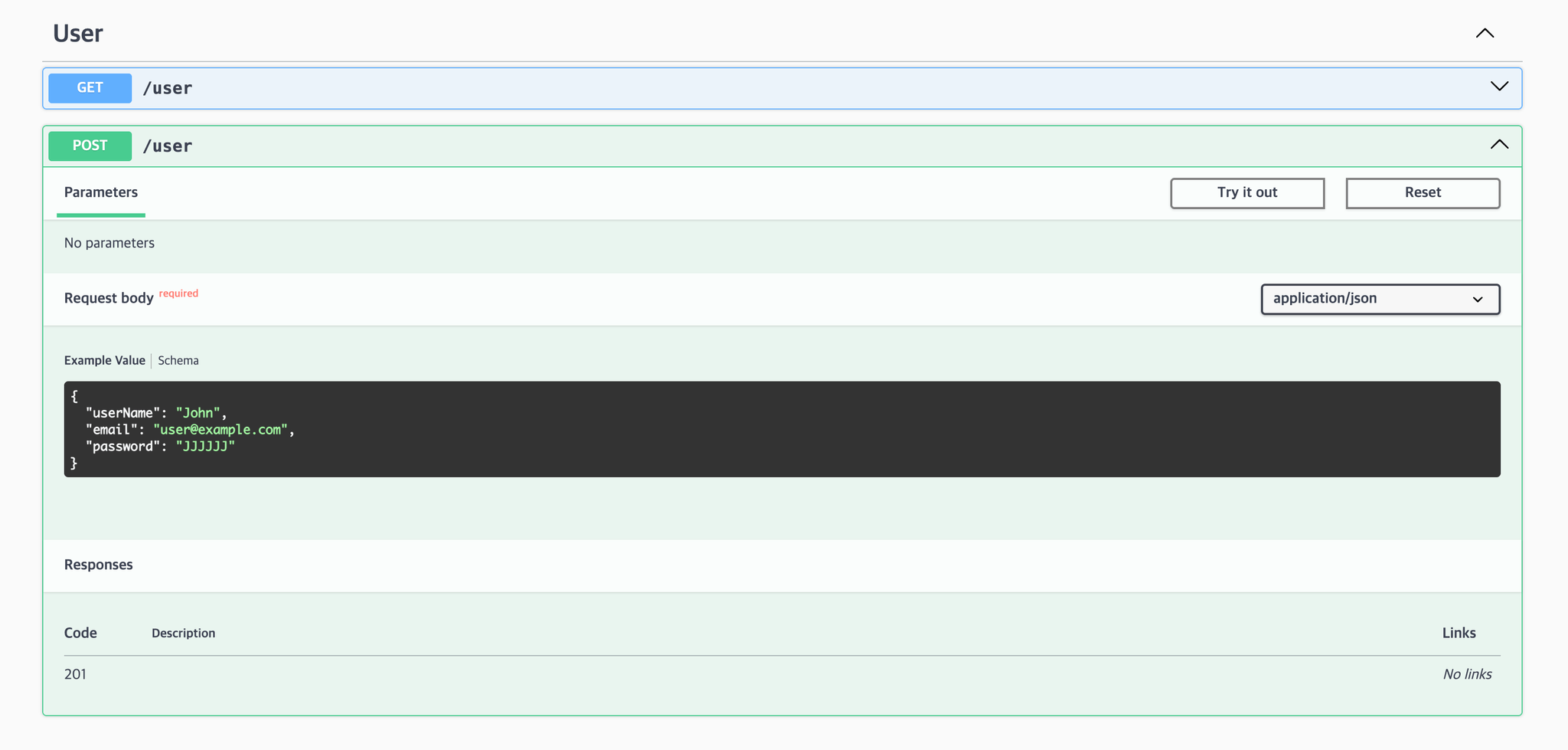 Swagger Post Endpoint