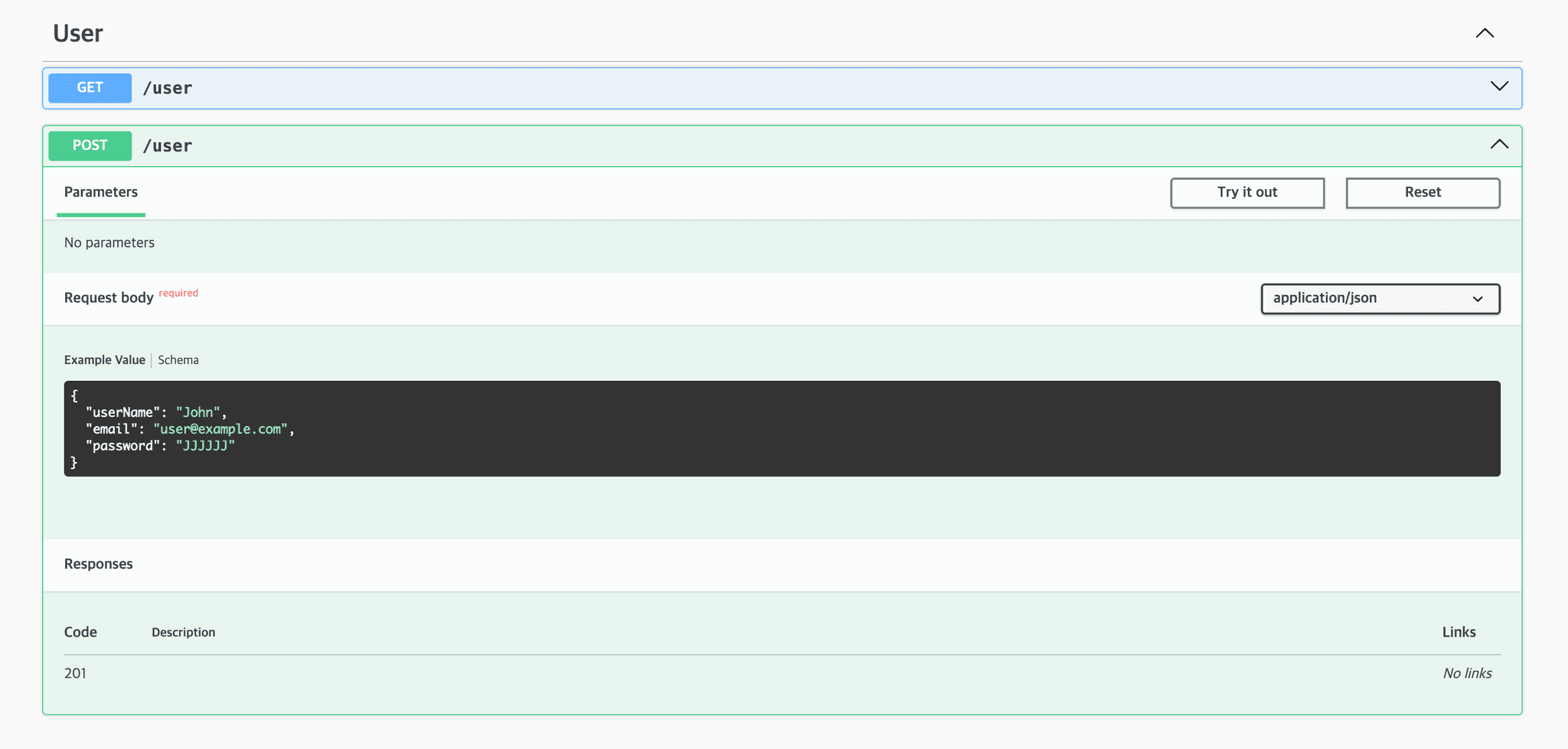 Swagger Post Endpoint